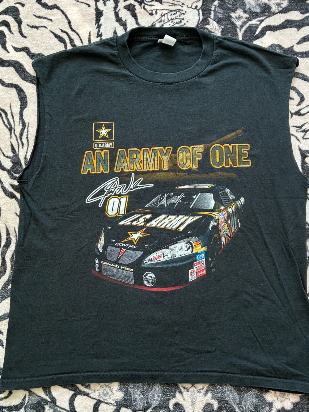 B1A - VINTAGE 00s NASCAR Y2K RACING UNITED STATES ARMY CUT OFF SHIRT